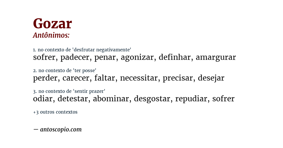 Antônimo de gozar