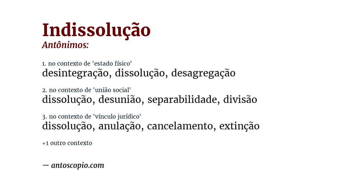Antônimo de indissolução