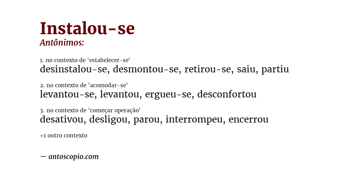 Antônimo de instalou-se