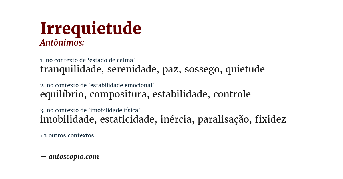 Antônimo de irrequietude