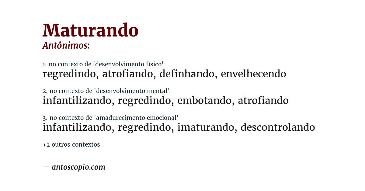 Antônimo de maturando