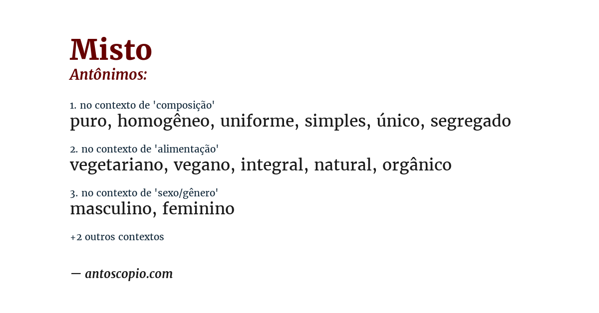 Antônimo de misto