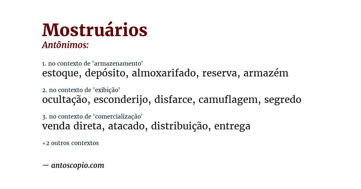 Antônimo de mostruários