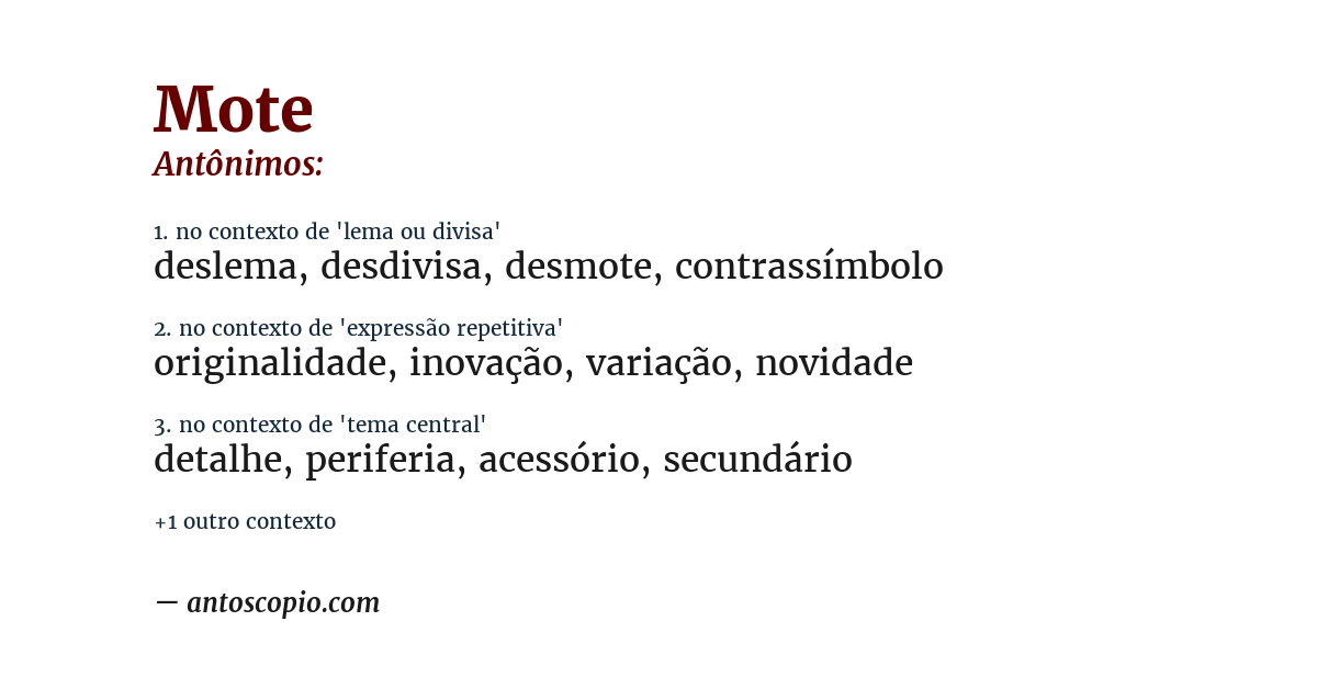 Antônimo de mote