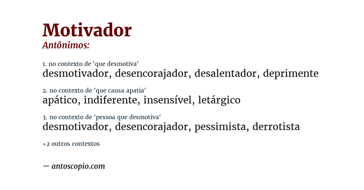 Antônimo de motivador