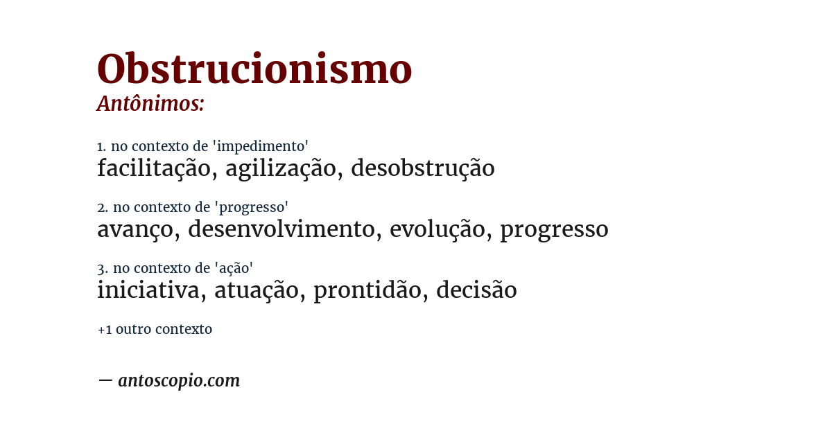 Antônimo de obstrucionismo