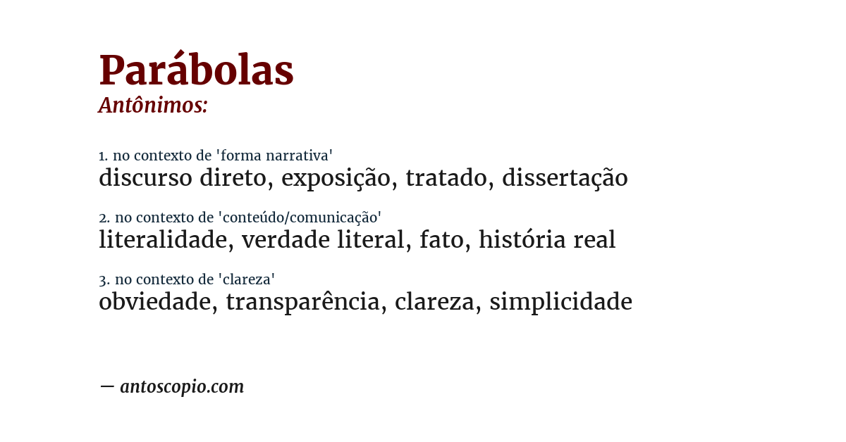 Antônimo de parábolas