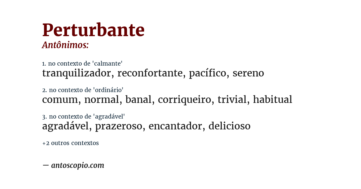 Antônimo de perturbante