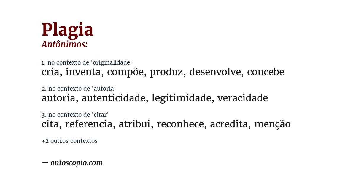 Antônimo de plagia