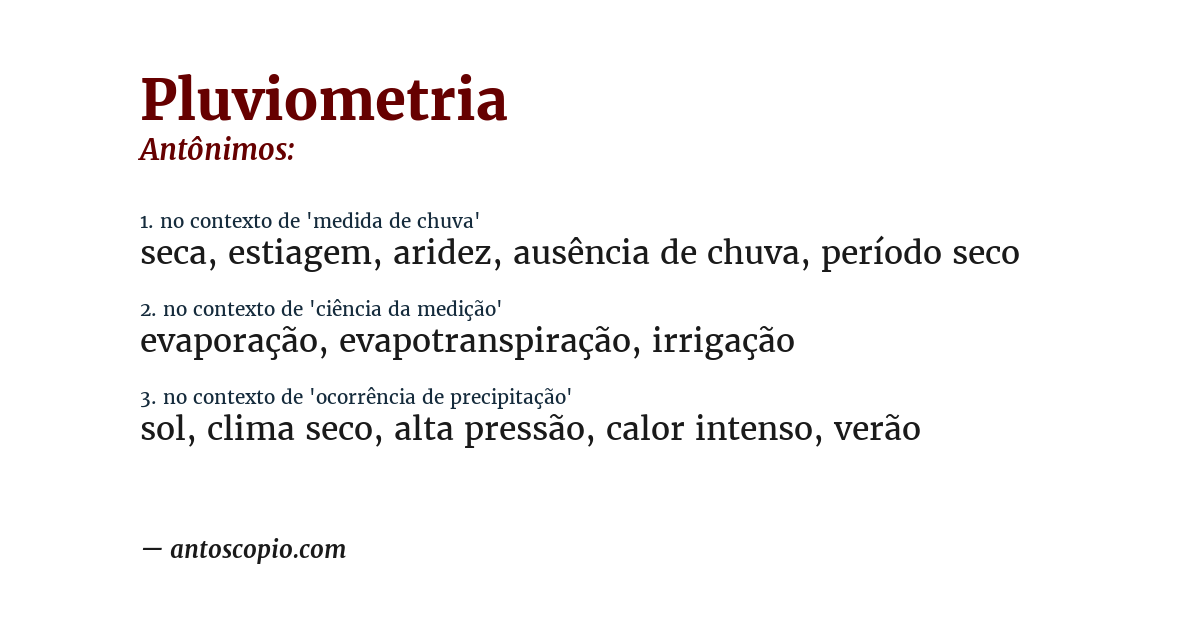 Antônimo de pluviometria