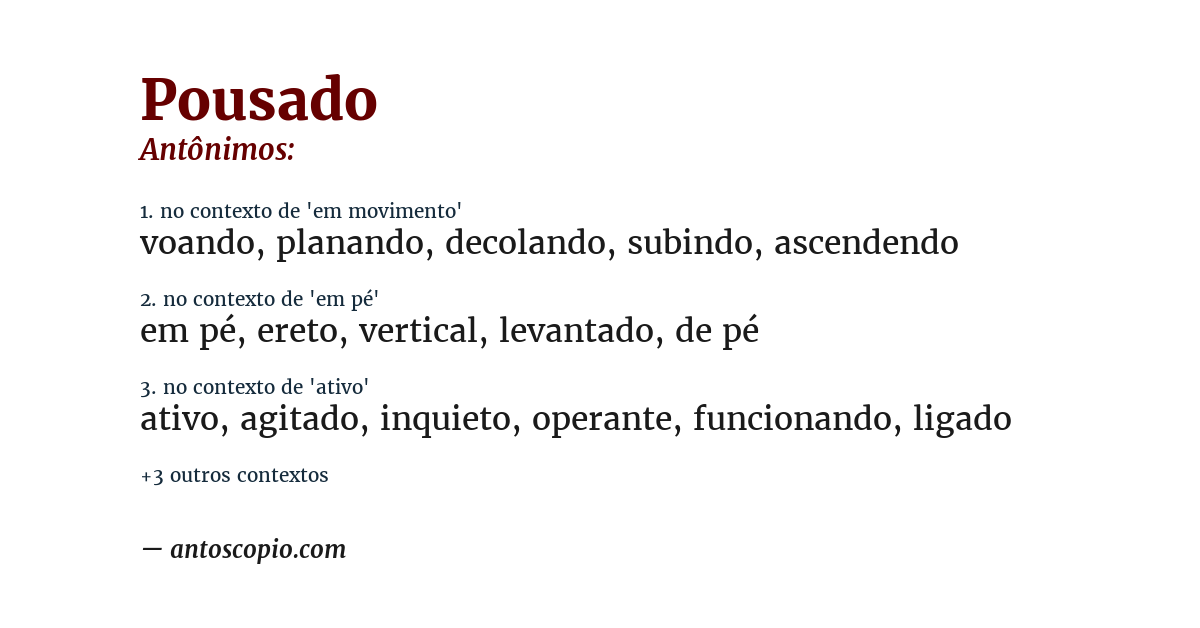 Antônimo de pousado