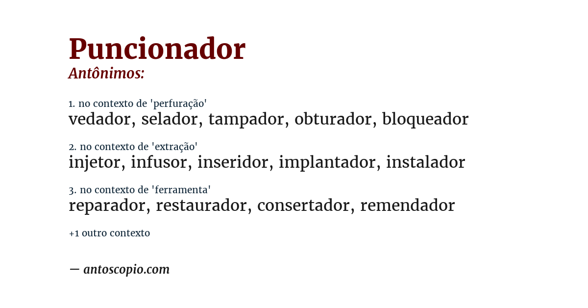 Antônimo de puncionador