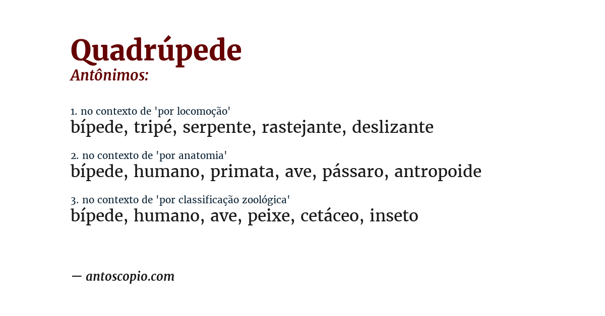 Antônimo de quadrúpede