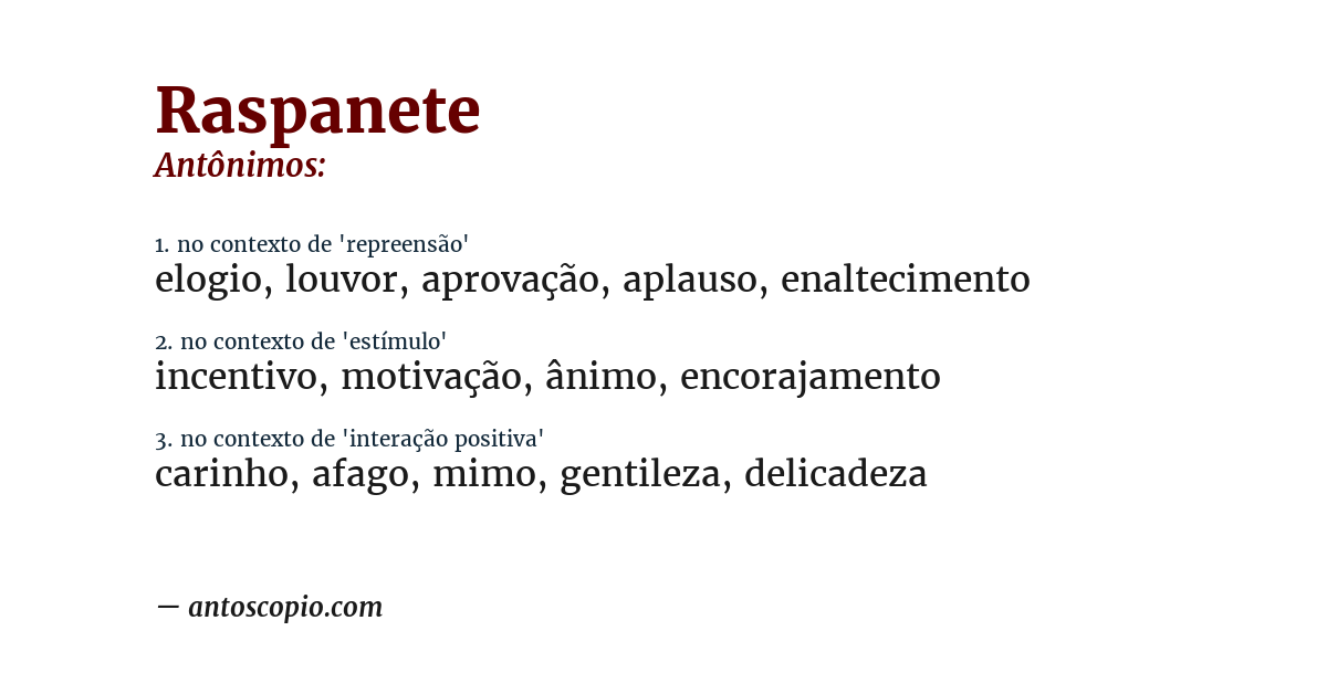 Antônimo de raspanete