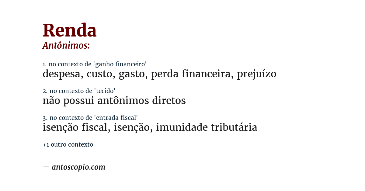 Antônimo de renda