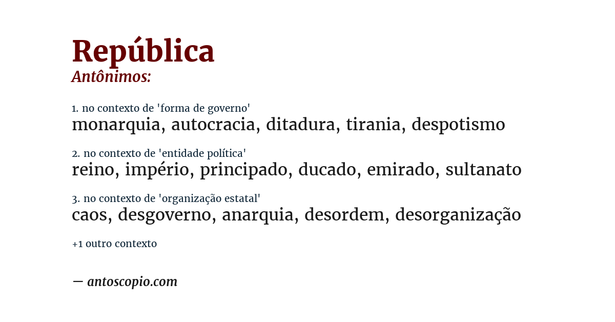 Antônimo de república