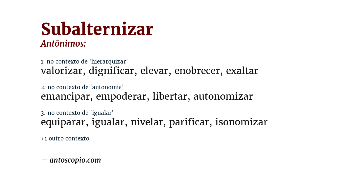 Antônimo de subalternizar