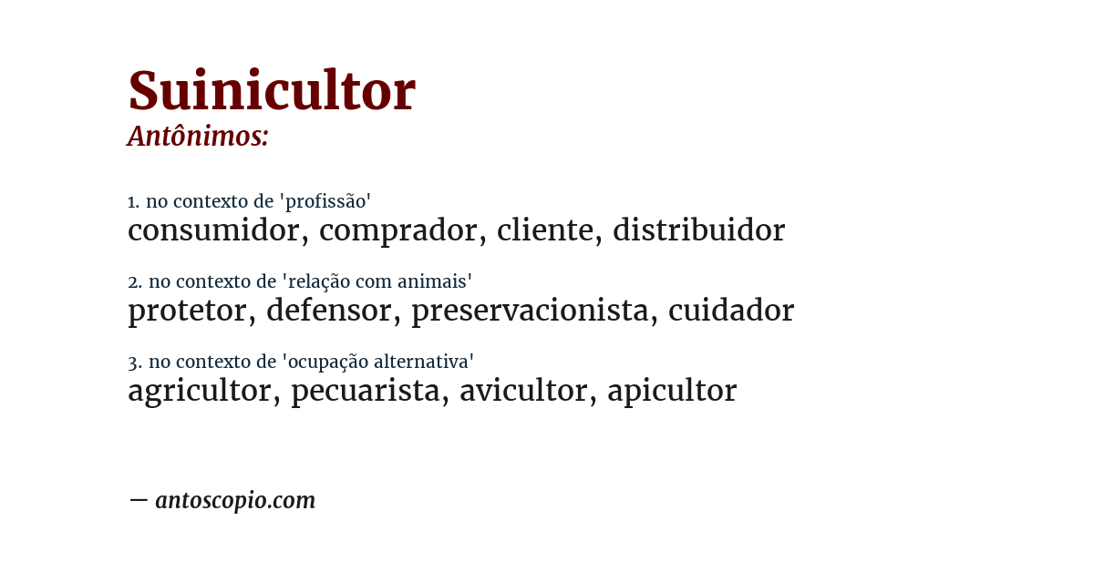 Antônimo de suinicultor