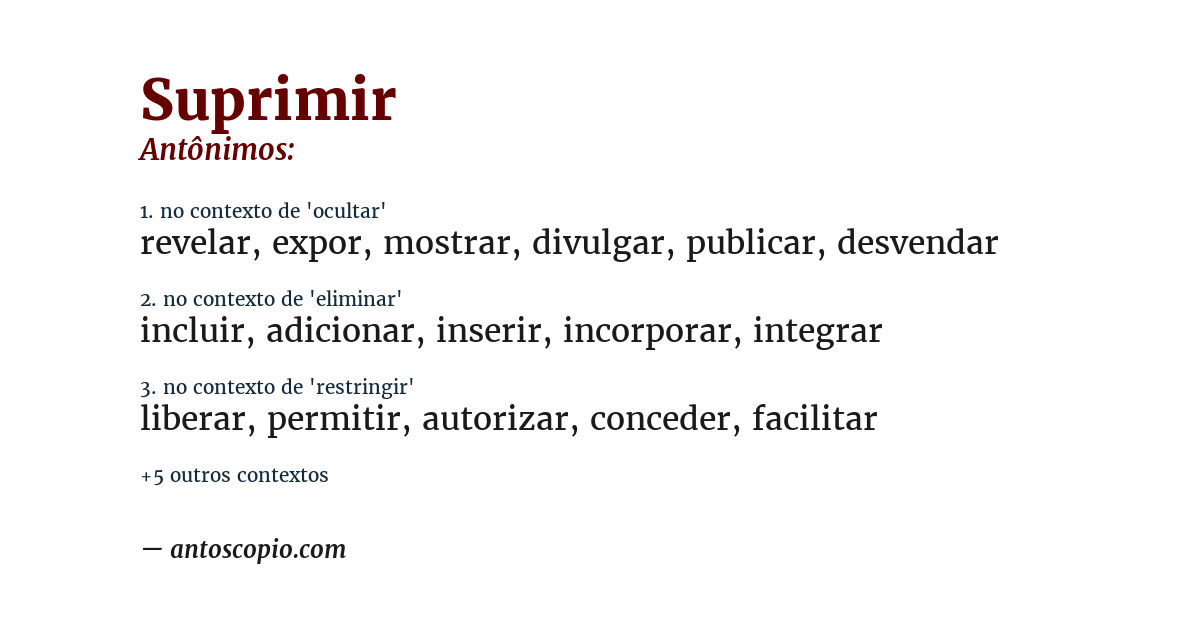 Antônimo de suprimir