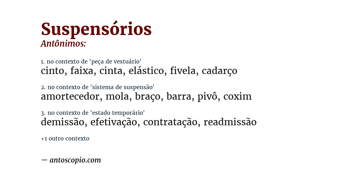 Antônimo de suspensórios