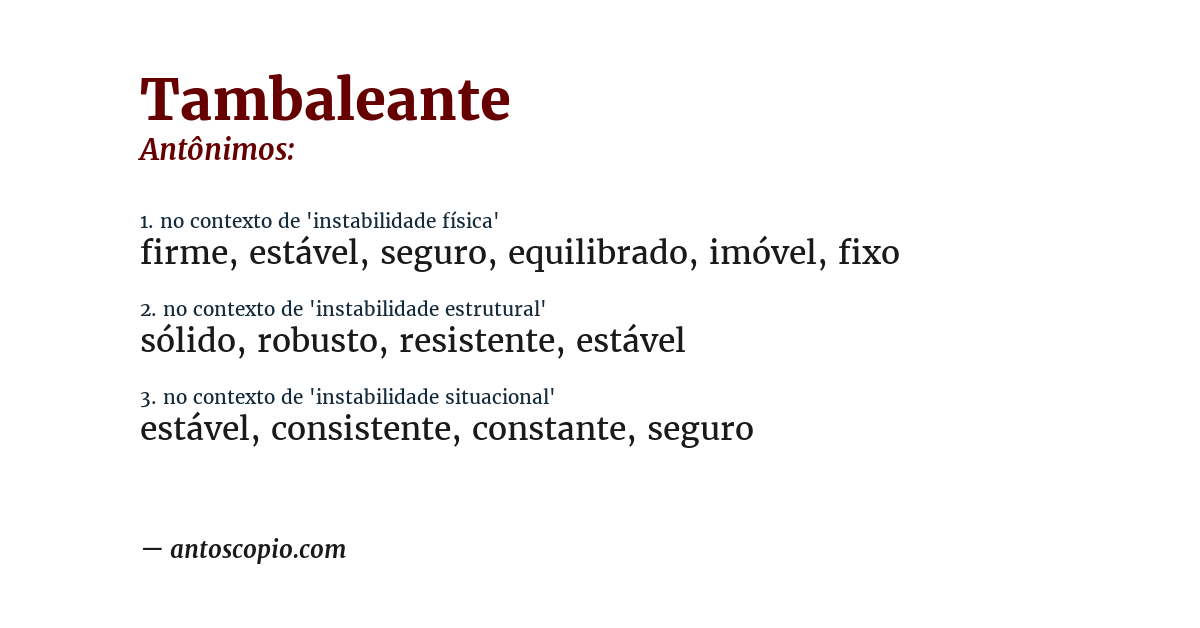 Antônimo de tambaleante