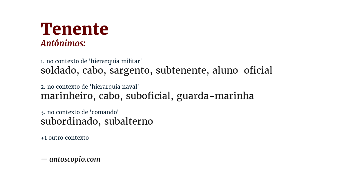 Antônimo de tenente