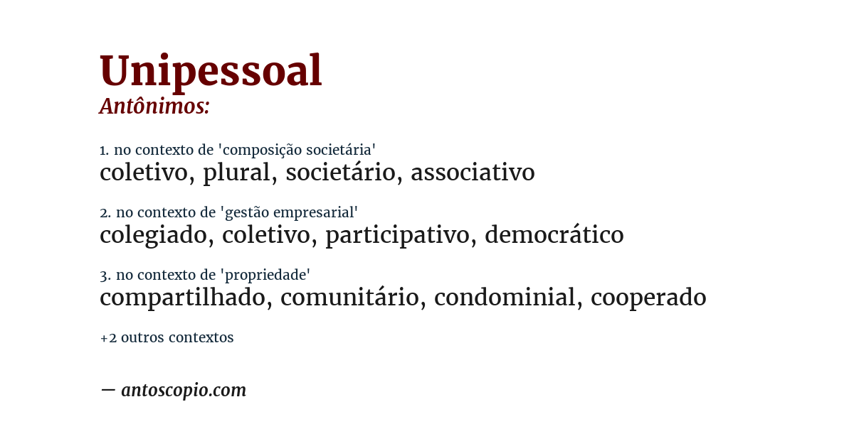 Antônimo de unipessoal