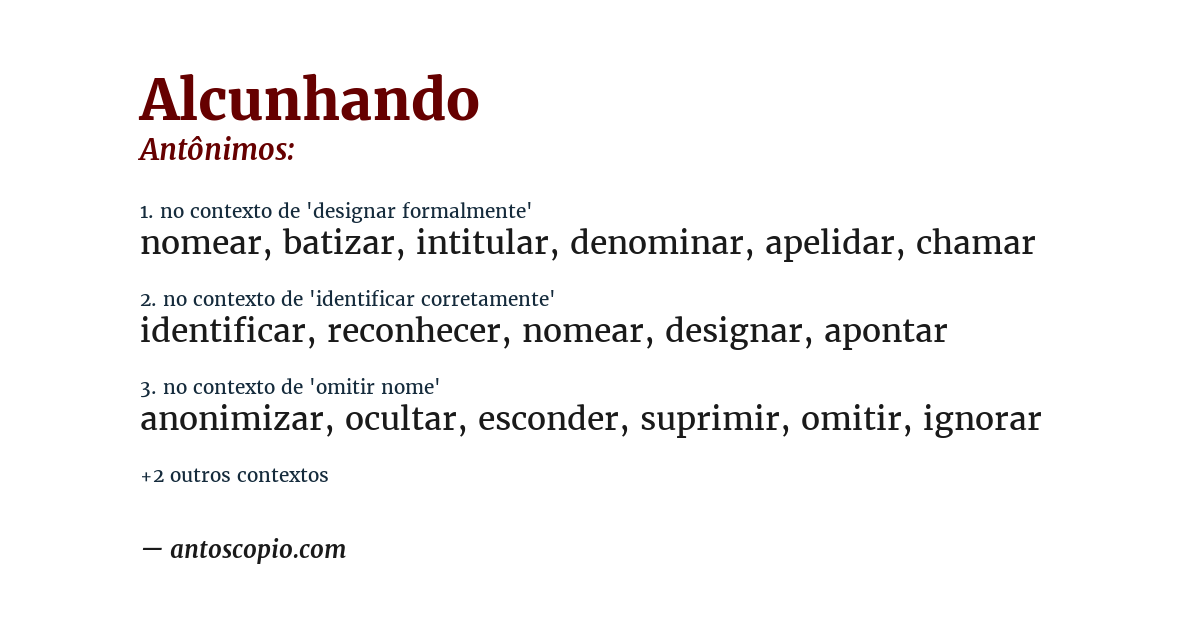 Antônimo de alcunhando