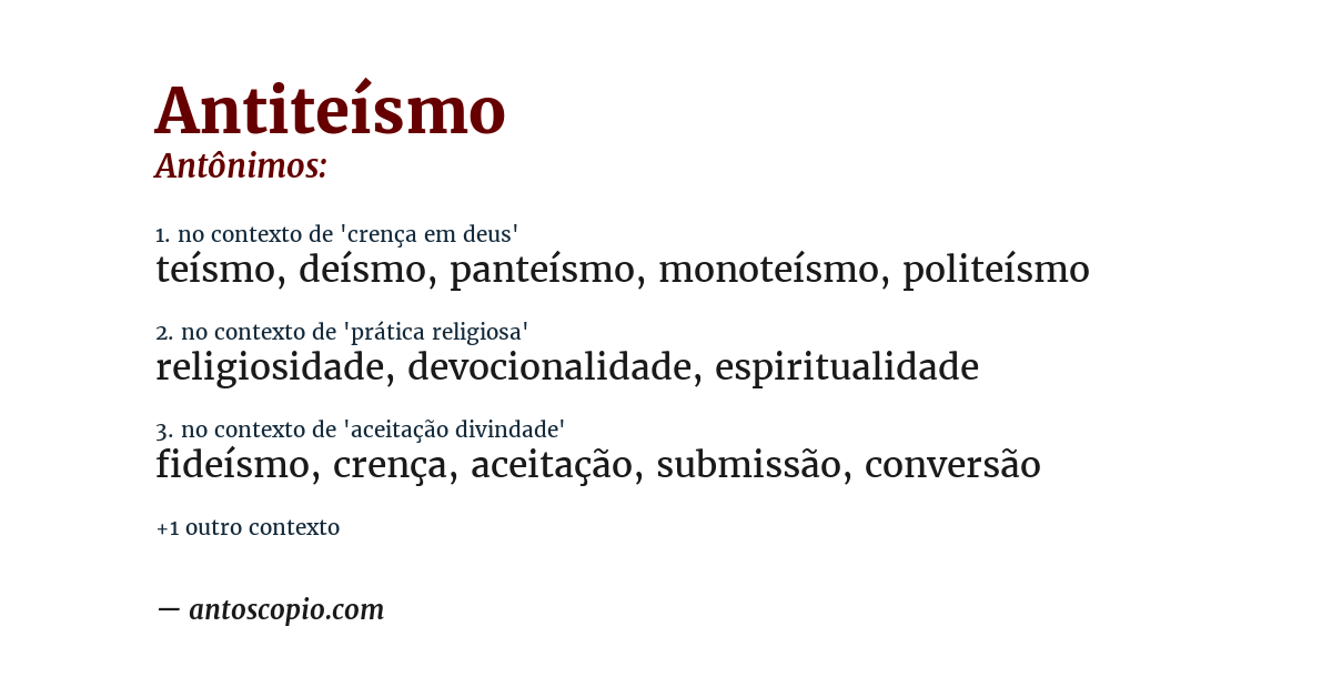 Antônimo de antiteísmo