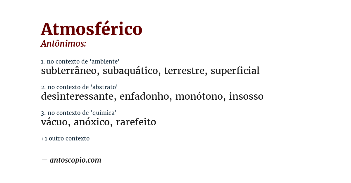 Antônimo de atmosférico