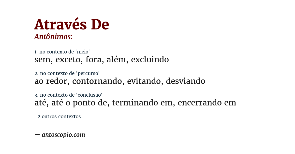 Antônimo de através de