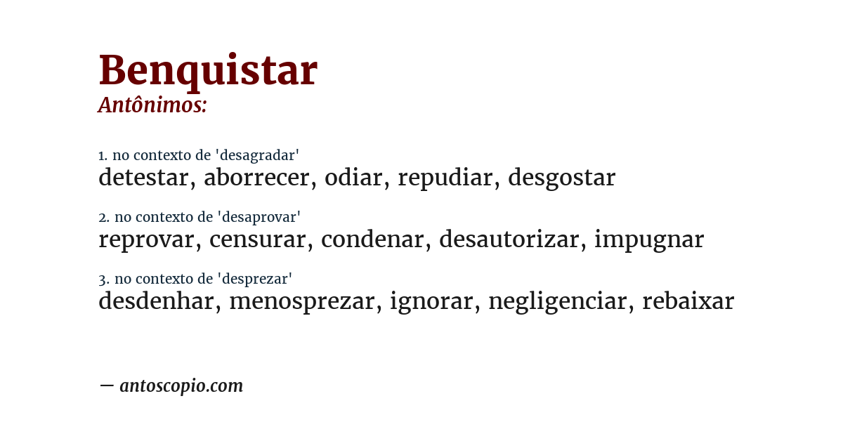 Antônimo de benquistar