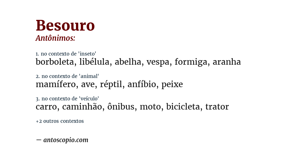 Antônimo de besouro