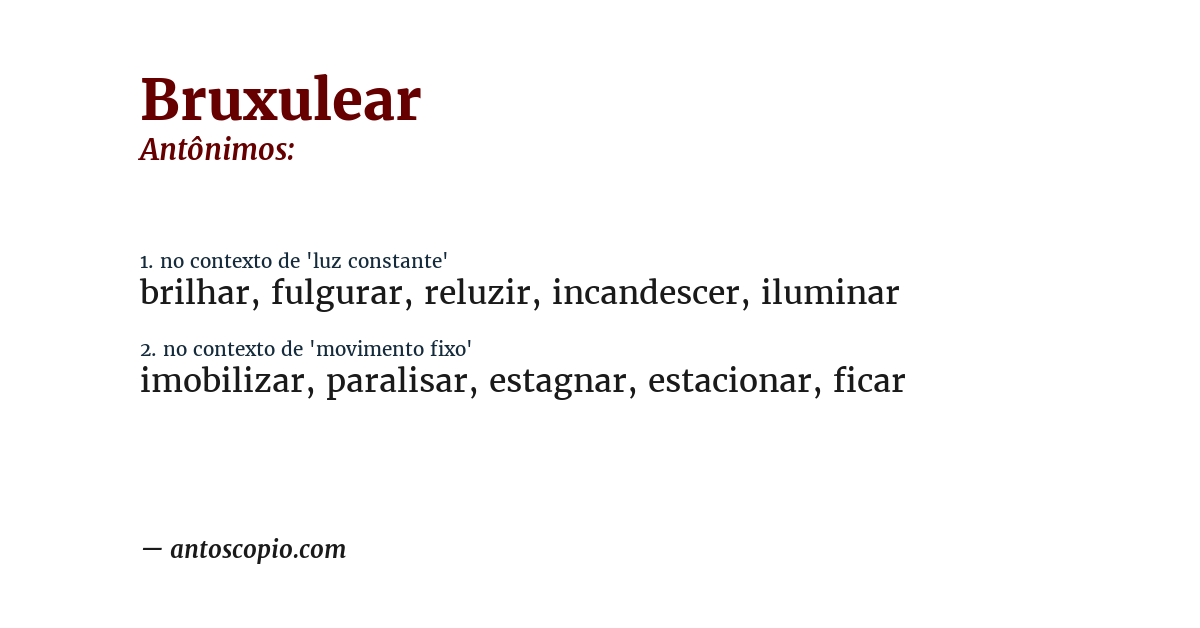 Antônimo de bruxulear