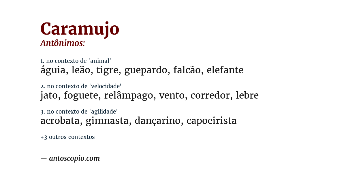 Antônimo de caramujo