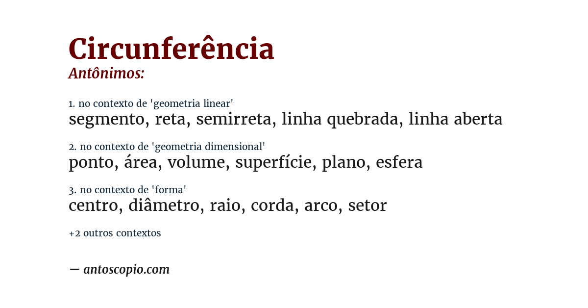 Antônimo de circunferência