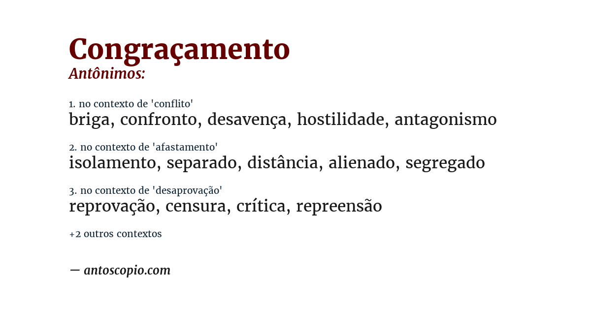 Antônimo de congraçamento