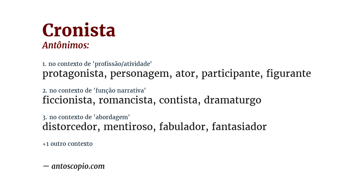 Antônimo de cronista