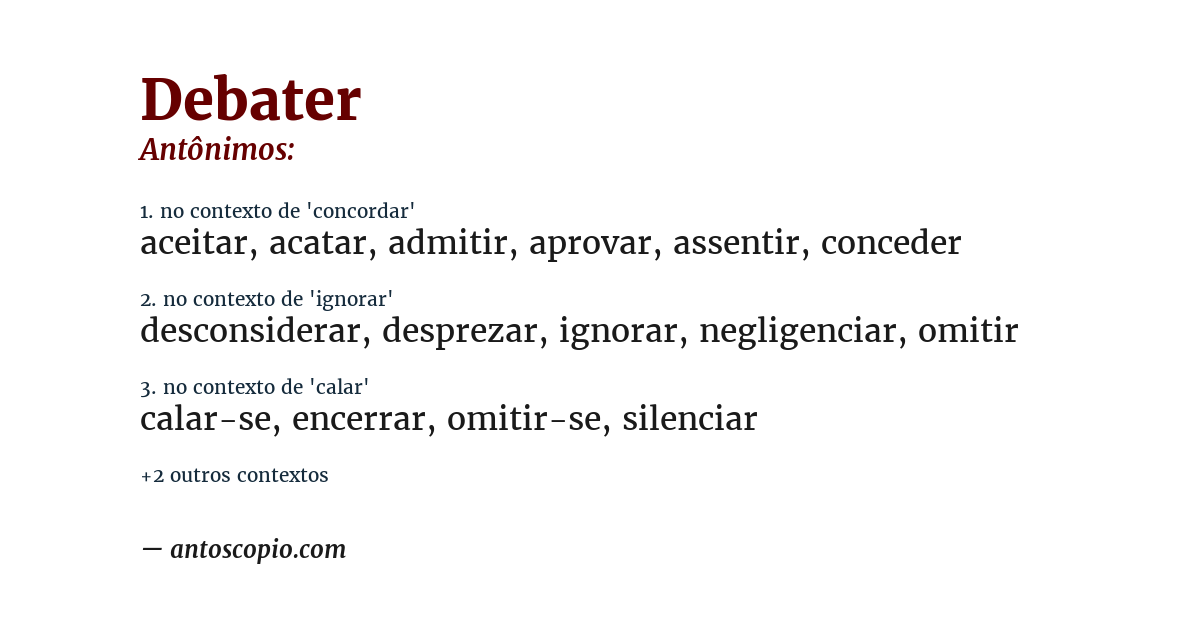 Antônimo de debater