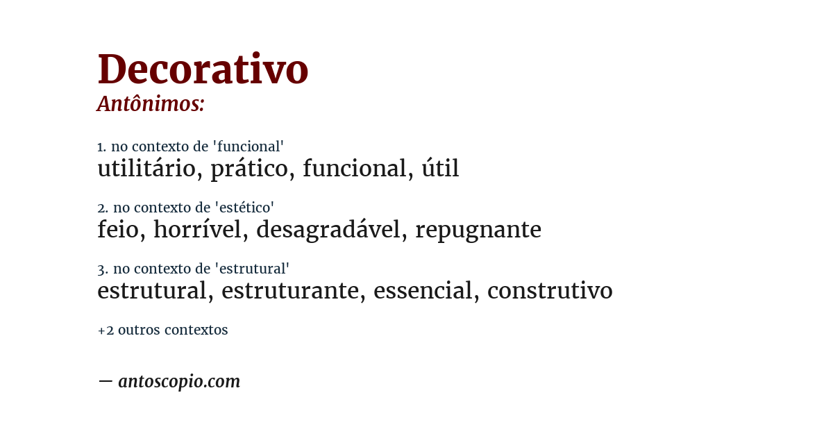 Antônimo de decorativo