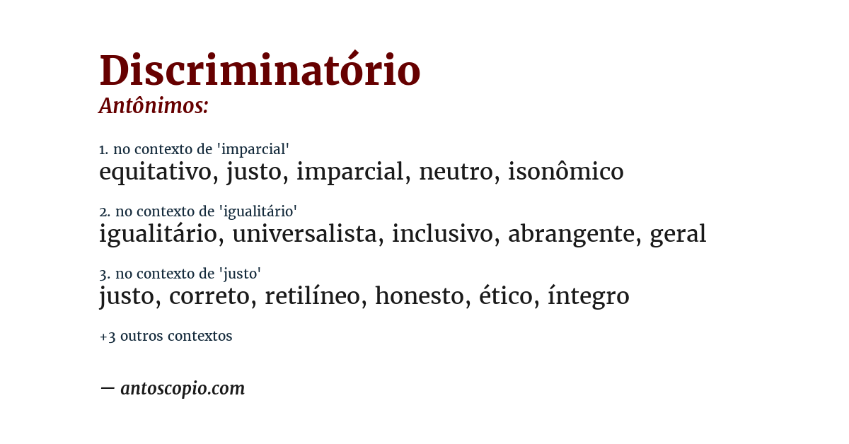 Antônimo de discriminatório