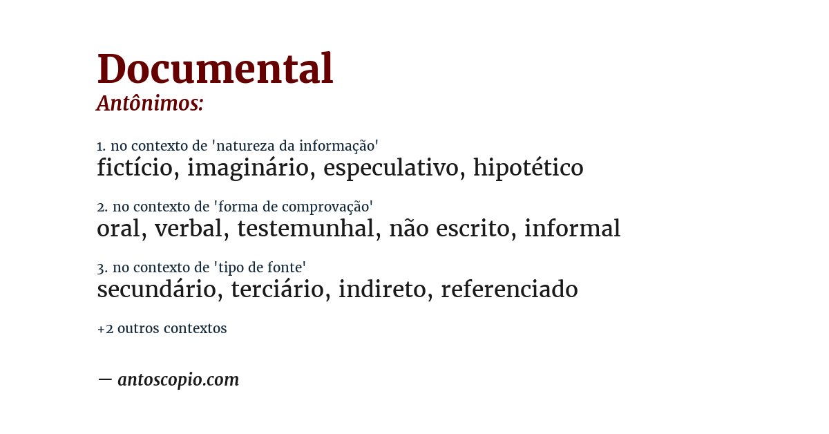 Antônimo de documental