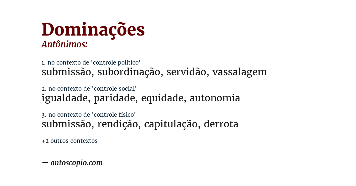 Antônimo de dominações