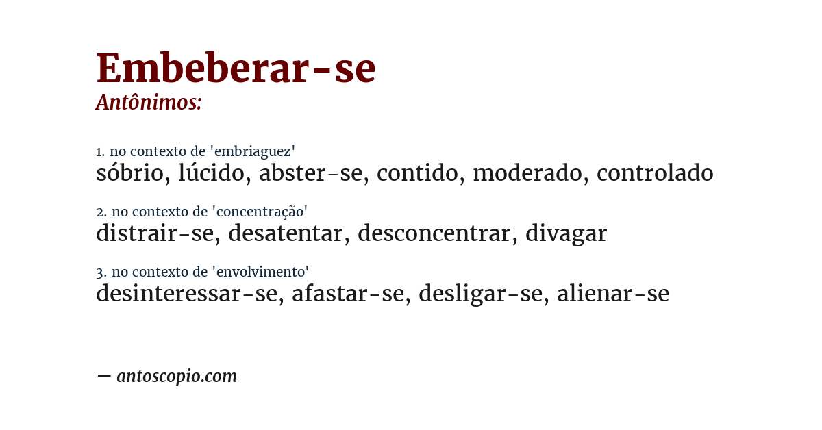Antônimo de embeberar-se