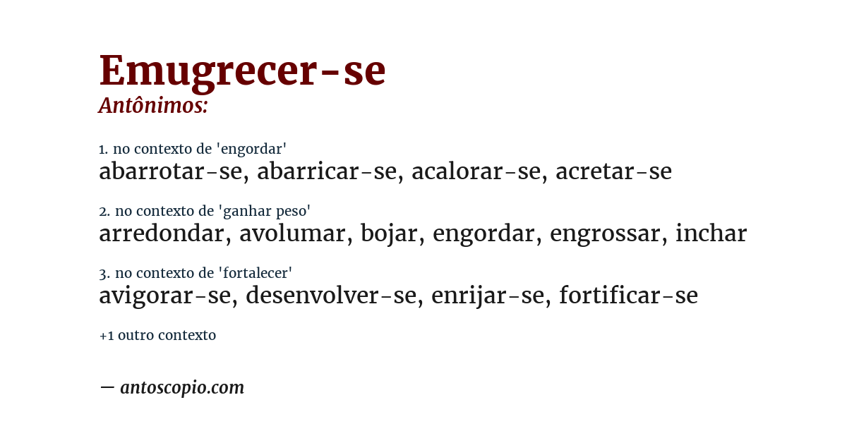 Antônimo de emugrecer-se