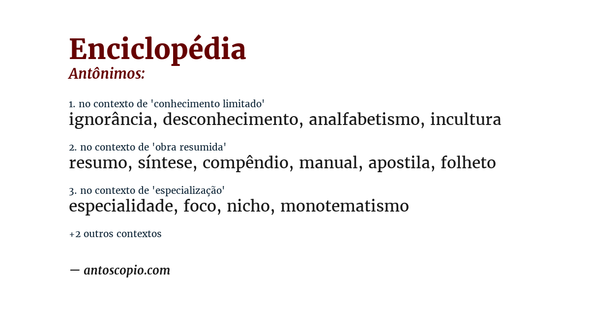 Antônimo de enciclopédia