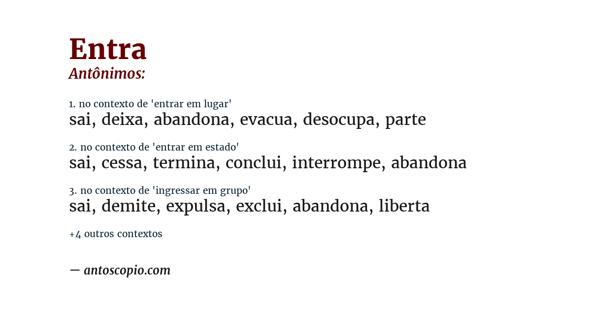 Antônimo de entra