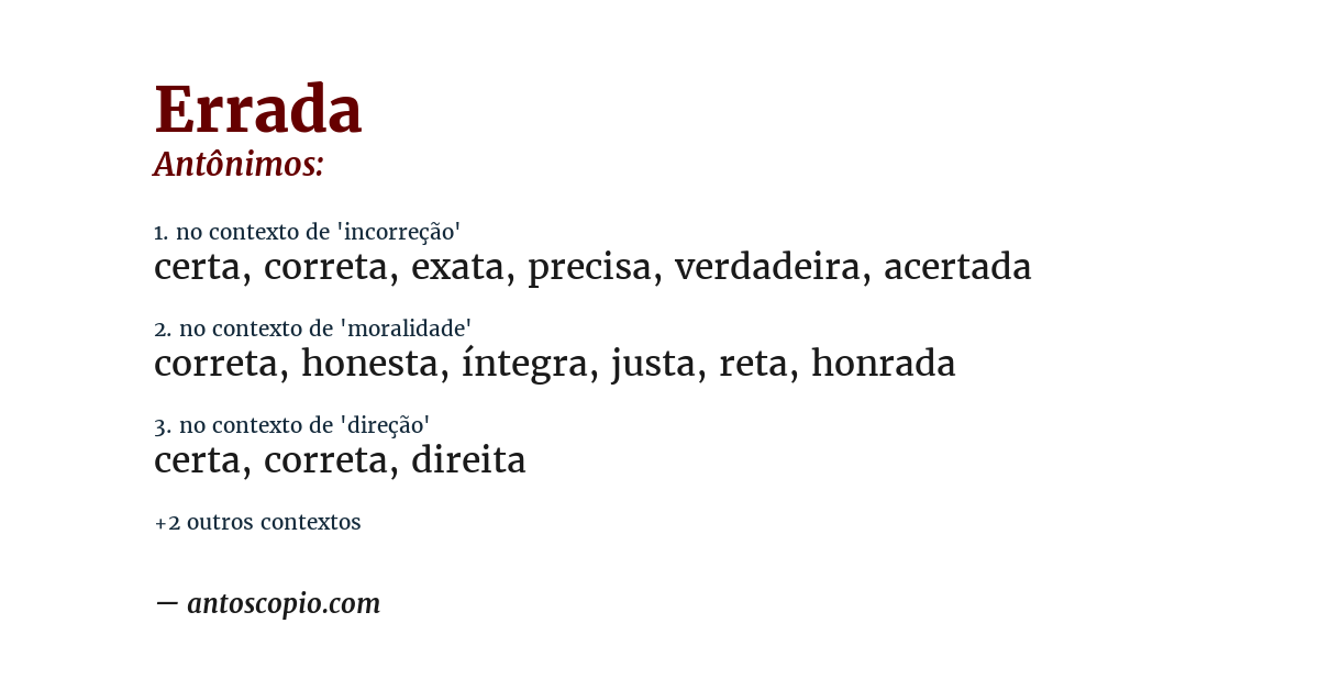 Antônimo de errada