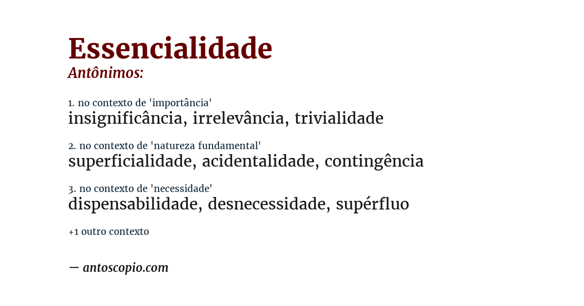 Antônimo de essencialidade