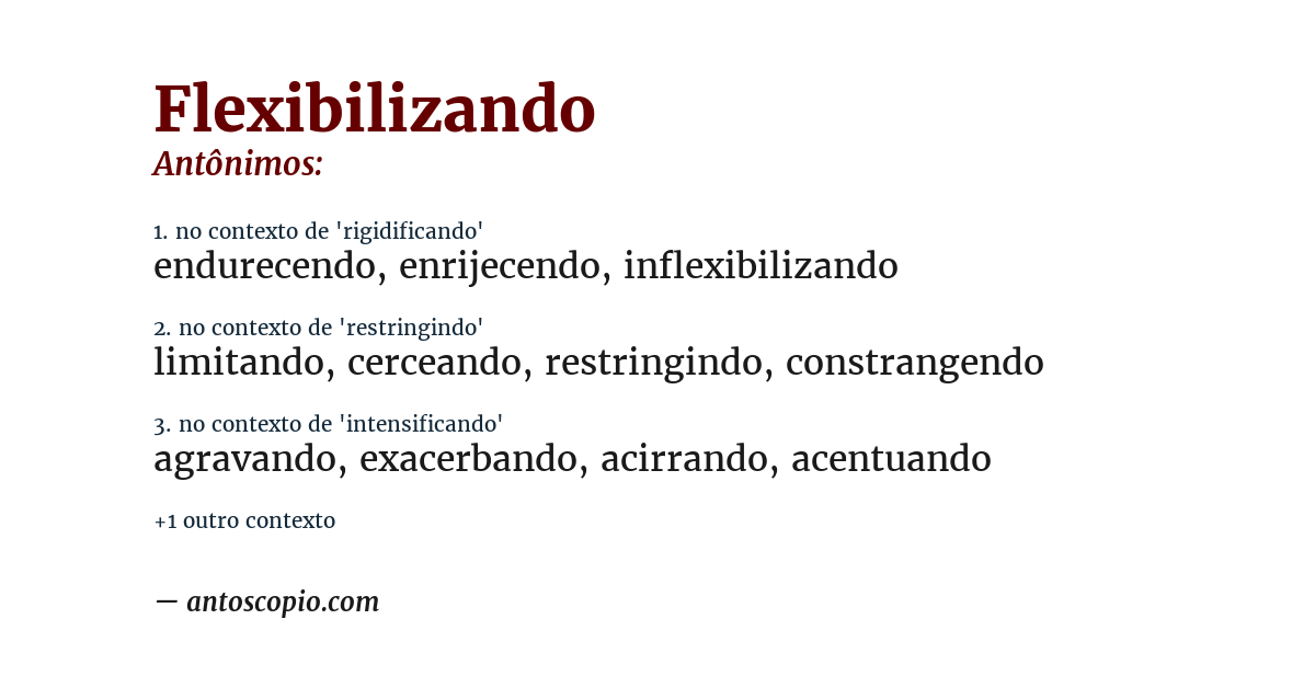 Antônimo de flexibilizando